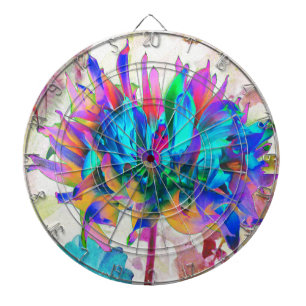 Stunning Watercolor Rainbow Cactus Dahlia Dartboard
