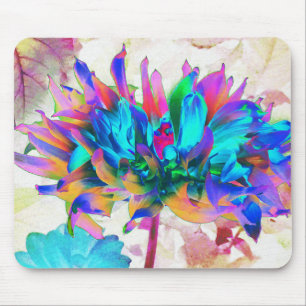 Stunning Watercolor Rainbow Cactus Dahlia Mouse Pad