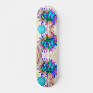 Stunning Watercolor Rainbow Cactus Dahlia Skateboard