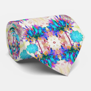 Stunning Watercolor Rainbow Cactus Dahlia Tie