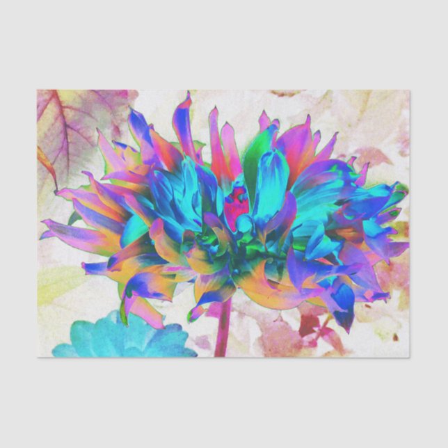 Stunning Watercolor Rainbow Cactus Dahlia Tissue Paper (Front)