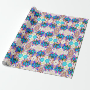 Stunning Watercolor Rainbow Cactus Dahlia Wrapping Paper