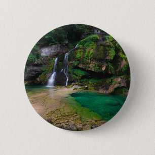 Stunning waterfall Virje, Slovenia Poster 6 Cm Round Badge