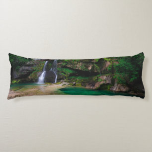 Stunning waterfall Virje, Slovenia Poster Body Cushion