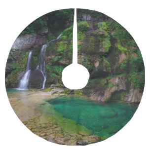 Stunning waterfall Virje, Slovenia Poster Brushed Polyester Tree Skirt