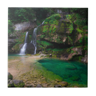 Stunning waterfall Virje, Slovenia Poster Ceramic Tile