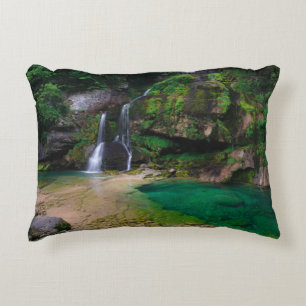Stunning waterfall Virje, Slovenia Poster Decorative Cushion