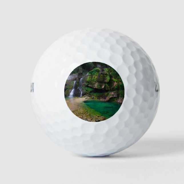 Stunning waterfall Virje, Slovenia Poster Golf Balls (Front)