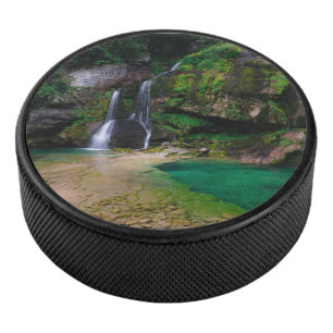 Stunning waterfall Virje, Slovenia Poster Hockey Puck
