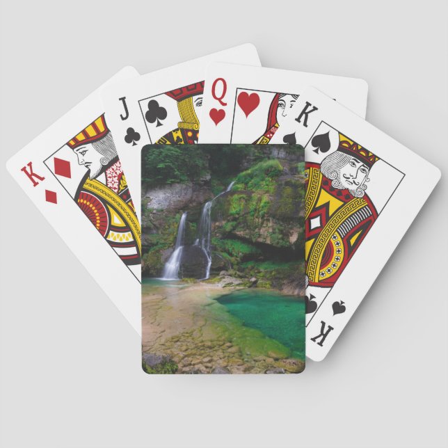 Stunning waterfall Virje, Slovenia Poster Playing Cards (Back)
