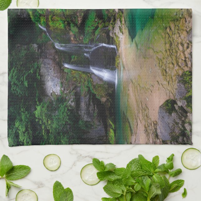 Stunning waterfall Virje, Slovenia Poster Tea Towel (Folded)