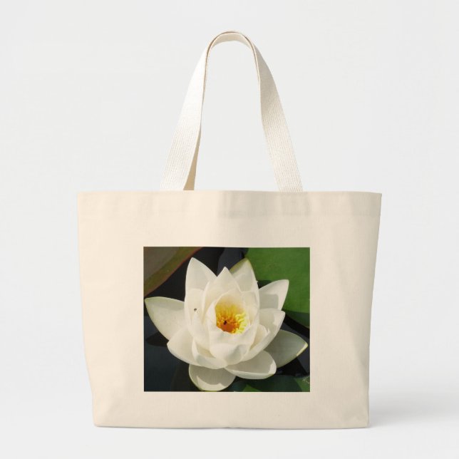 Stunning Waterlily With Gold Center Large Tote Bag (Front)