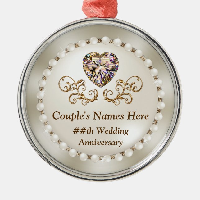 Stunning, Wedding Anniversary Gifts for Friends Metal Ornament (Front)
