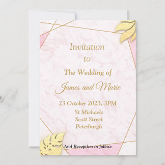 Stunning Wedding Invitation, pink marbling Invitation