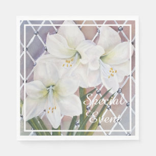 Stunning White Amaryllis Flowers Napkin