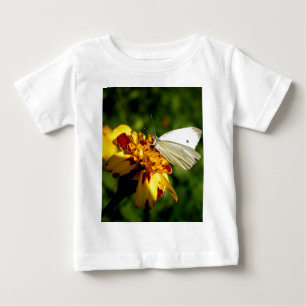 Stunning White Butterfly on Yellow & Red Flower Baby T-Shirt