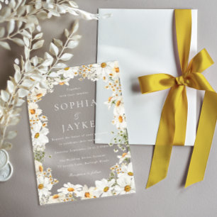 Stunning White Flowers Wedding Acrylic Invitations