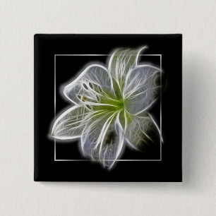 Stunning White Lily fractal Art 15 Cm Square Badge