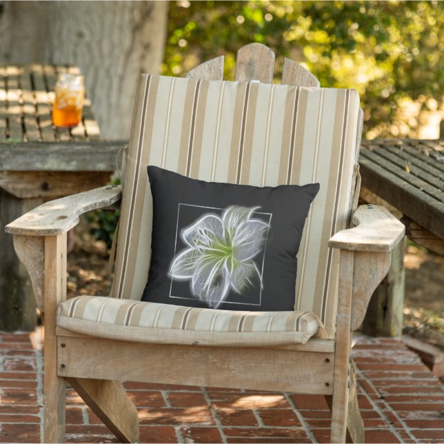 Stunning White Lily Fractal Art Black Cushion (Chair)