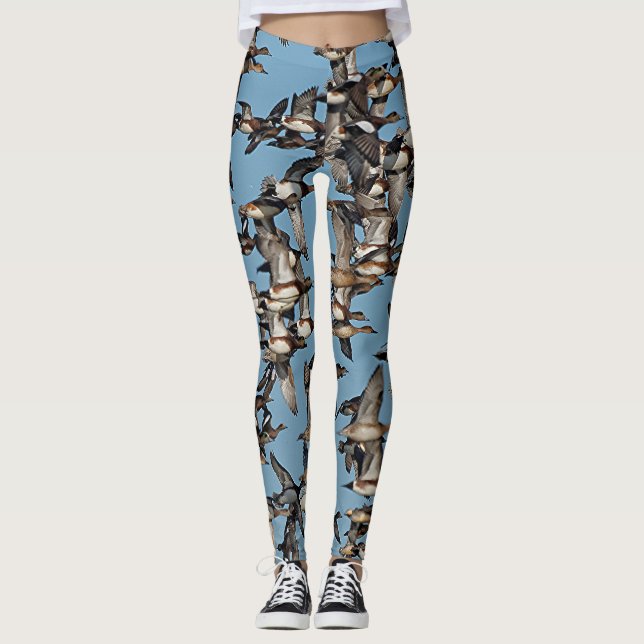 Stunning Winter Ducks in Flight Leggings (Front)