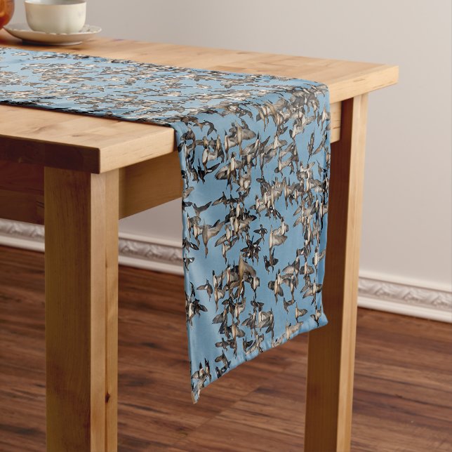 Stunning Winter Ducks in Flight Long Table Runner (In Situ)