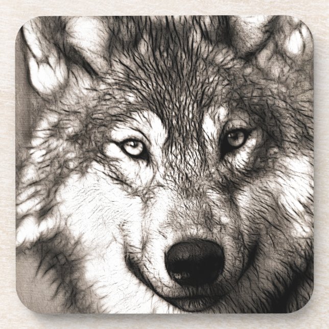 Stunning wolf face photo print accessories therian coaster (Front)