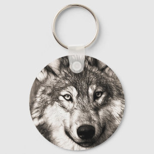 Stunning wolf face photo print accessories therian key ring