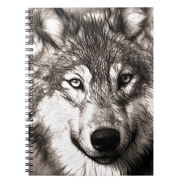 Stunning wolf face photo print accessories therian notebook (Front)