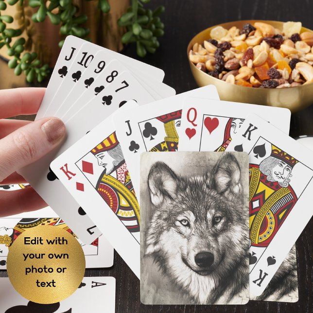 Stunning wolf face photo print accessories therian playing cards (Creator Uploaded)