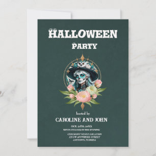 Stunning woman  with a stunning sugar skull makeup invitation