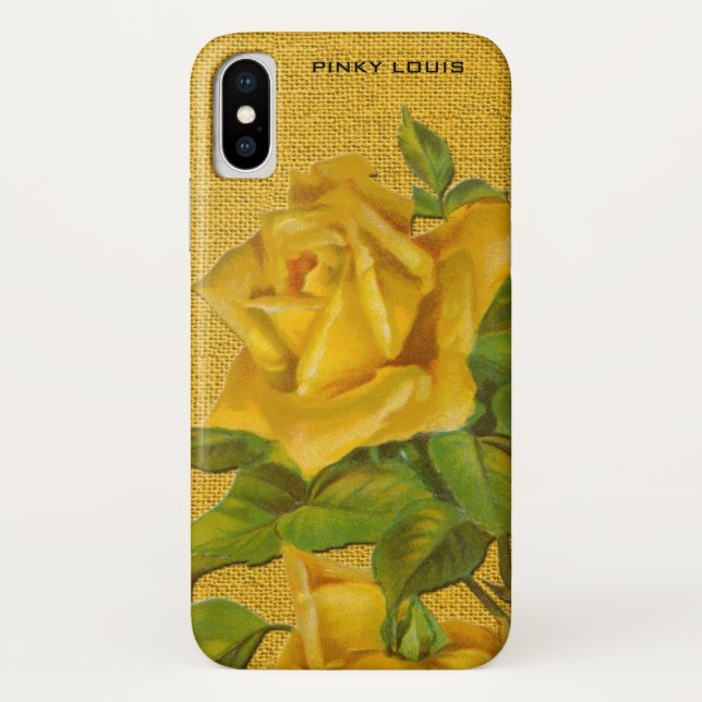 Stunning Yellow Roses on Yellow Burlap Background Case-Mate iPhone Case (Back)
