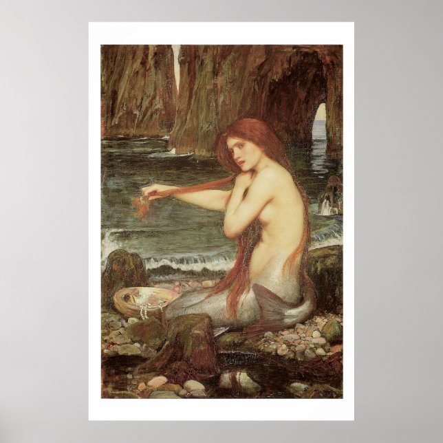 Stunningly Beautiful Victorian Art Mermaid Print (Front)