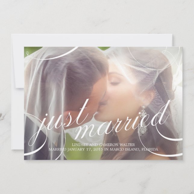 Stunningly Scripted Wedding Announcement - White (Front)