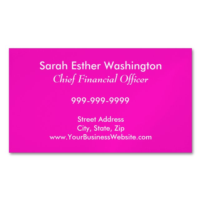 Stunningly Vivacious Pink Colour Magnetic Business Card (Front)