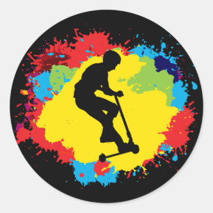Stunt Scooter Freestyle Scootering Rider  Classic Round Sticker