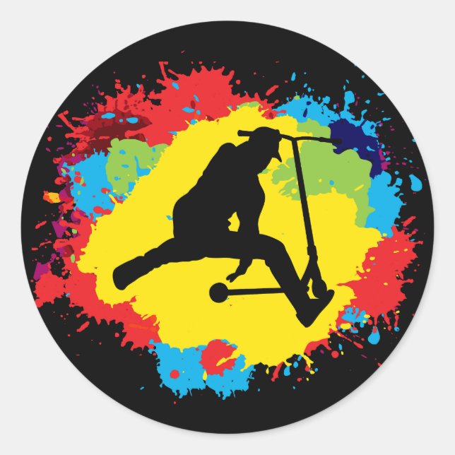 Stunt Scooter Freestyle Scootering Rider Classic Round Sticker (Front)