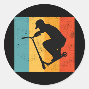 Stunt Scooter Freestyle Scootering Rider Retro Classic Round Sticker