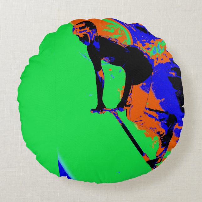 Stunt Scooter Speedster - Scooter Boy  Round Cushion (Front)