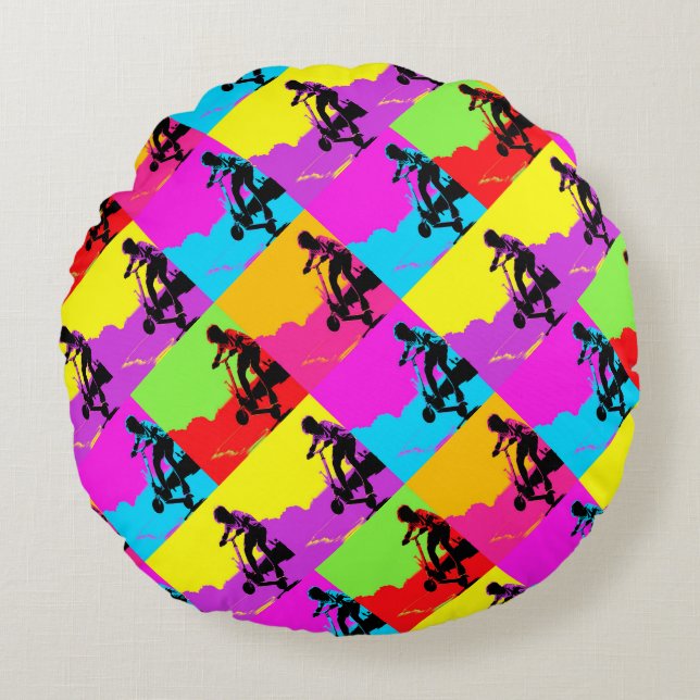 Stunt Scooter Trickster - Scooter Boy Round Cushion (Front)