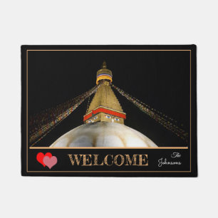 Stupa Boudhanath, Kathmandu at night - Nepal Doormat