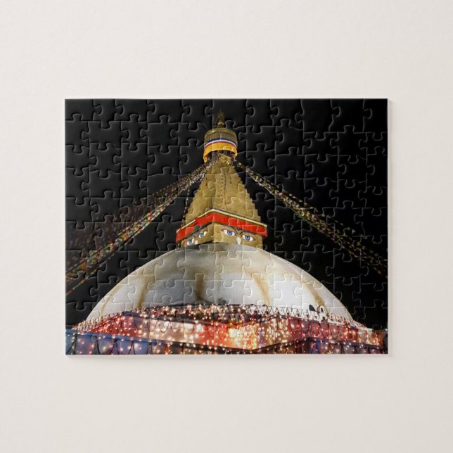 Stupa Boudhanath, Kathmandu at night - Nepal Jigsaw Puzzle (Horizontal)