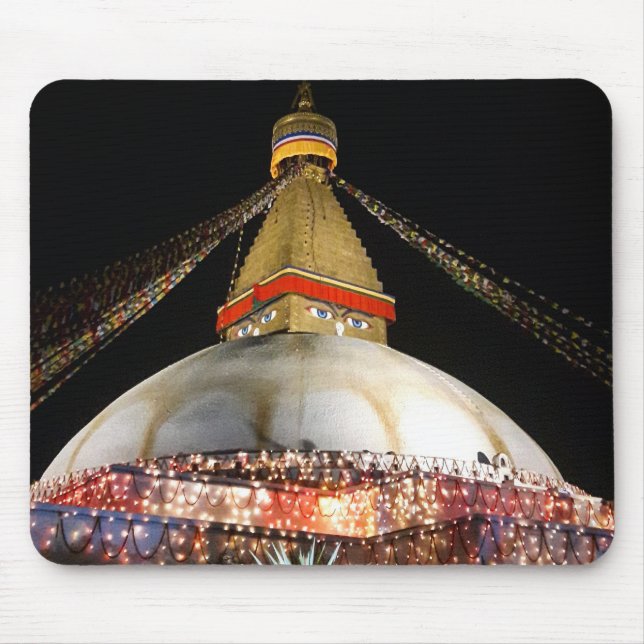 Stupa Boudhanath, Kathmandu at night - Nepal Mouse Pad (Front)
