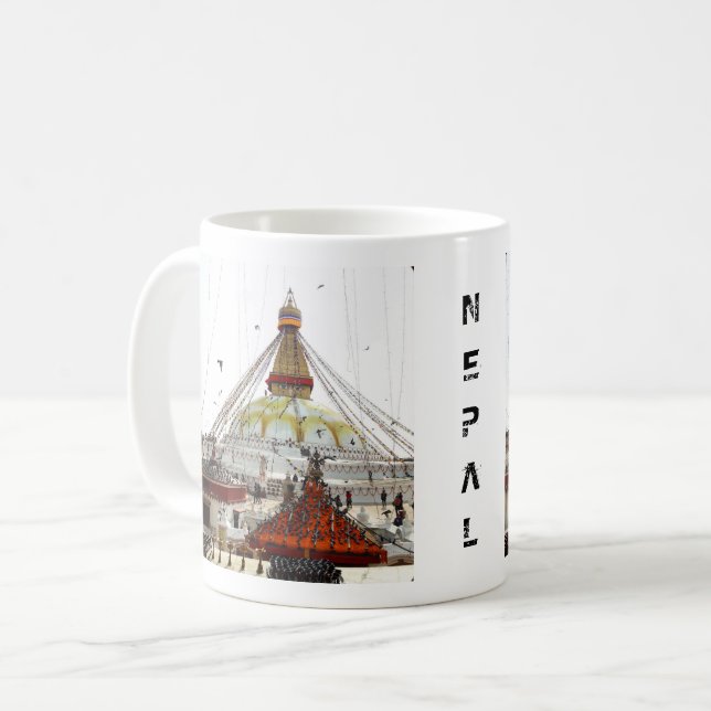 Stupa Boudhanath, Kathmandu - Nepal (Buddha) Coffee Mug (Front Left)