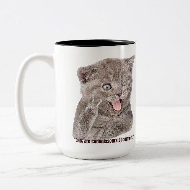 stupendous cat Two-Tone coffee mug (Left)