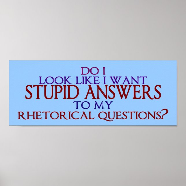 Stupid Answers to my Rhetorical Questions? Poster (Front)