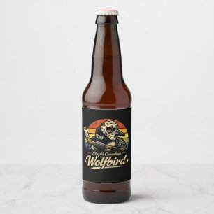 Stupid Canadian Wolf Bird  Beer Bottle Label