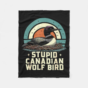 Stupid canadian wolf bird vintage heated hookey fleece blanket