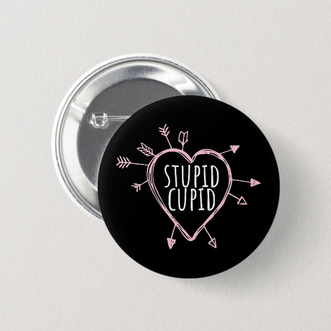 Stupid Cupid Heart With Arrows Fun Valentine's Day 6 Cm Round Badge (Front & Back)