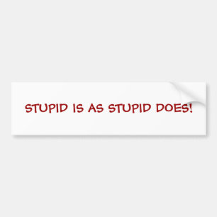 STUPID IS AS STUPID DOES! BUMPER STICKER