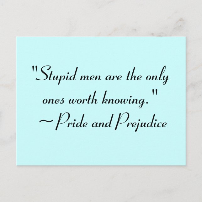 Stupid Men Worth Knowing Jane Austen Quote Postcard (Front)